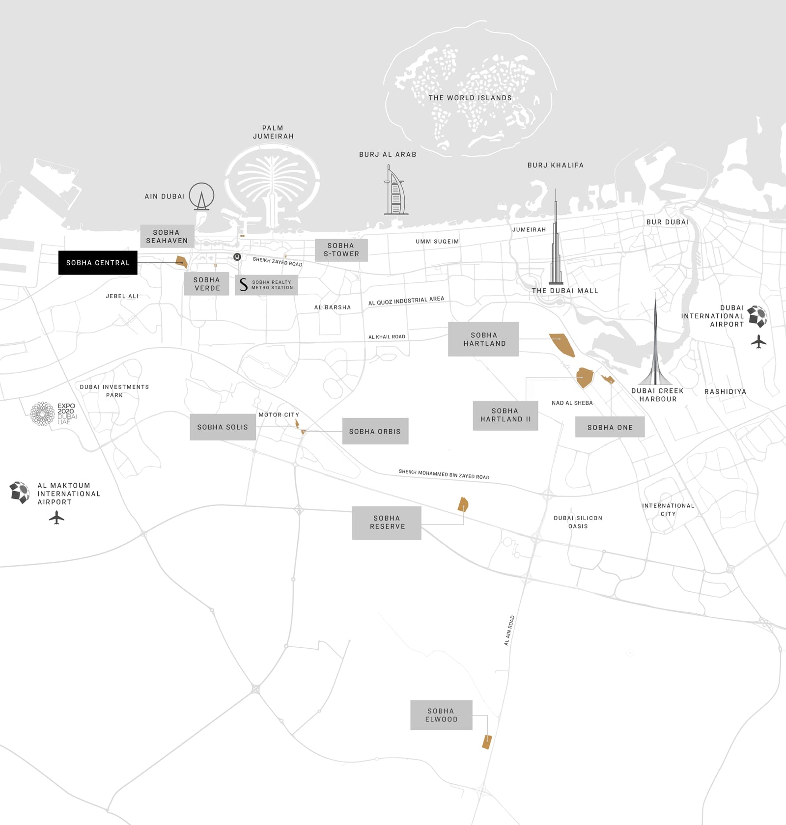 SOBHA Central location map