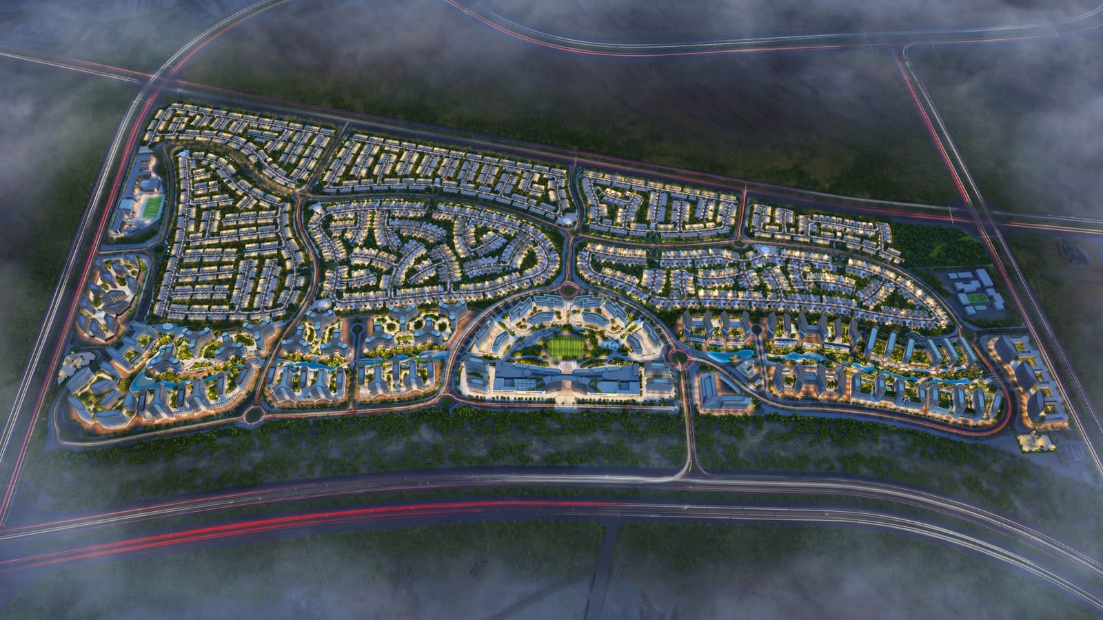 SOBHA Sanctuary masterplan at night